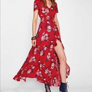 Milumia Women Button Up Floral Print Party Split Flowy Maxi Dress